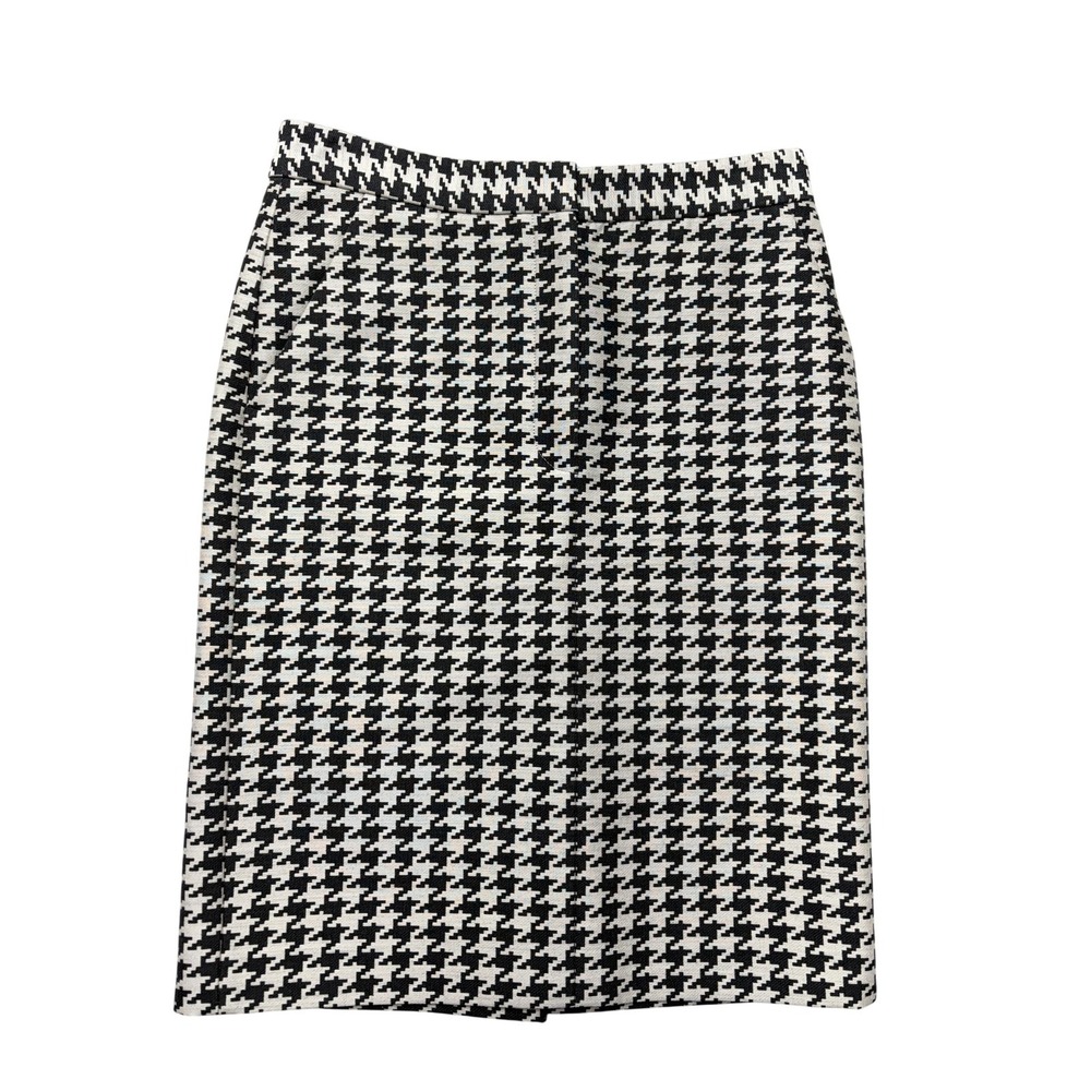 Stella McCartney Skirt Womens 38 Black Houndstooth Pencil Wool Blend Made Italy
